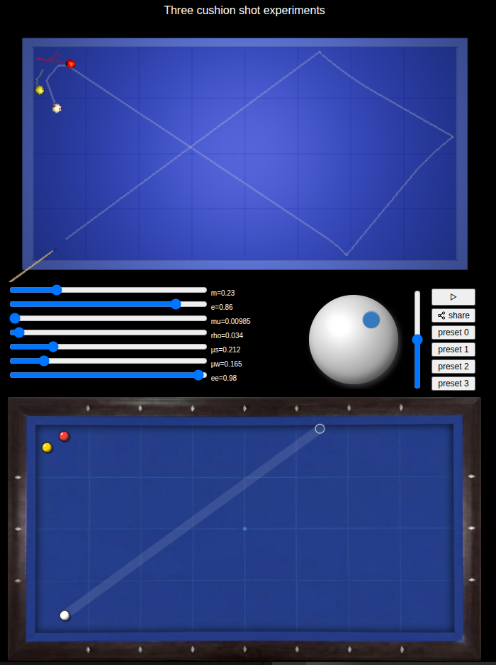 Shot editor for tuning Mathavan physical constants